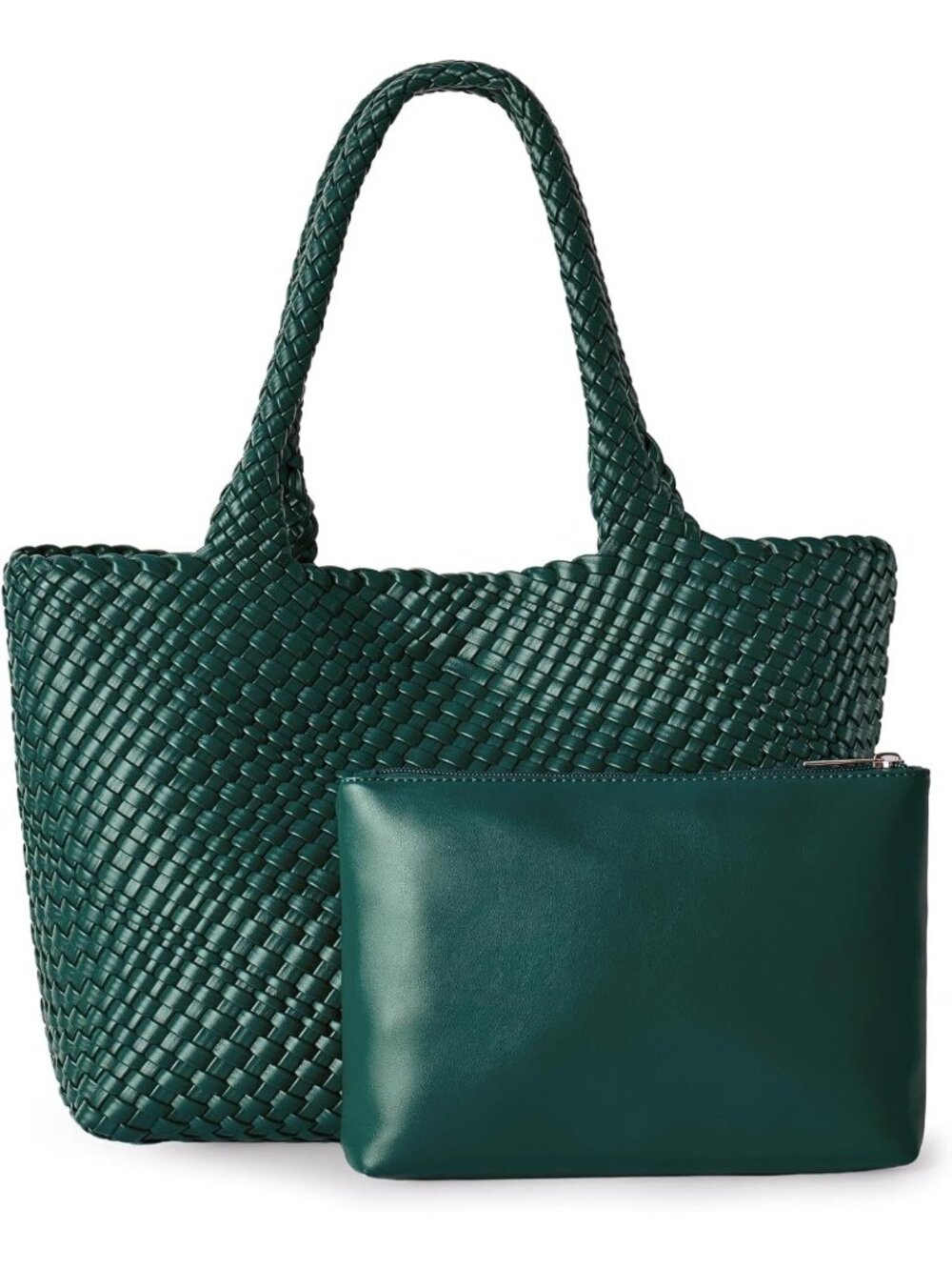 Large Soft Vegan Leather Woven Tote Bag for Women - Stylish Shoulder Bag